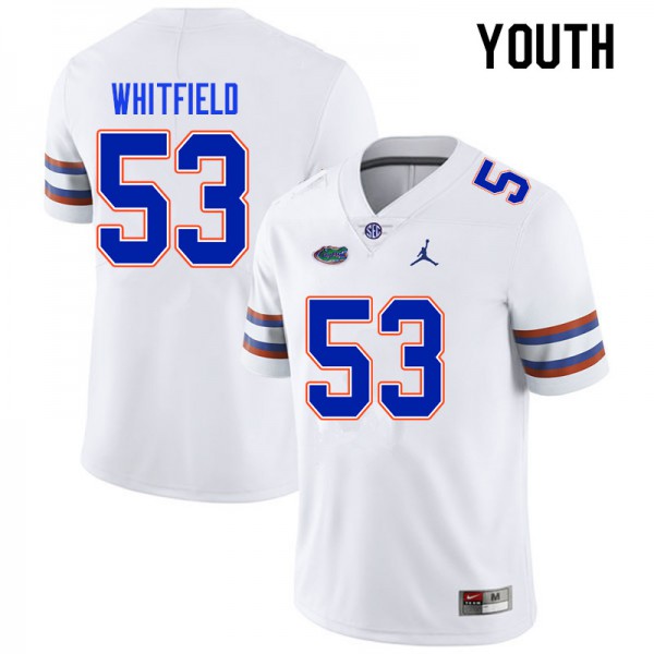 Youth #53 Chase Whitfield Florida Gators College Football Jerseys White